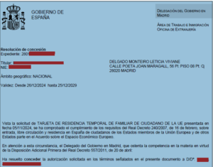 Tarjeta residencia familiar comunitario