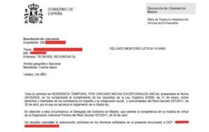 Concesión de residencia temporal por arraigo social.