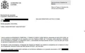 Residencia temporal y trabajo cuenta ajena inicial
